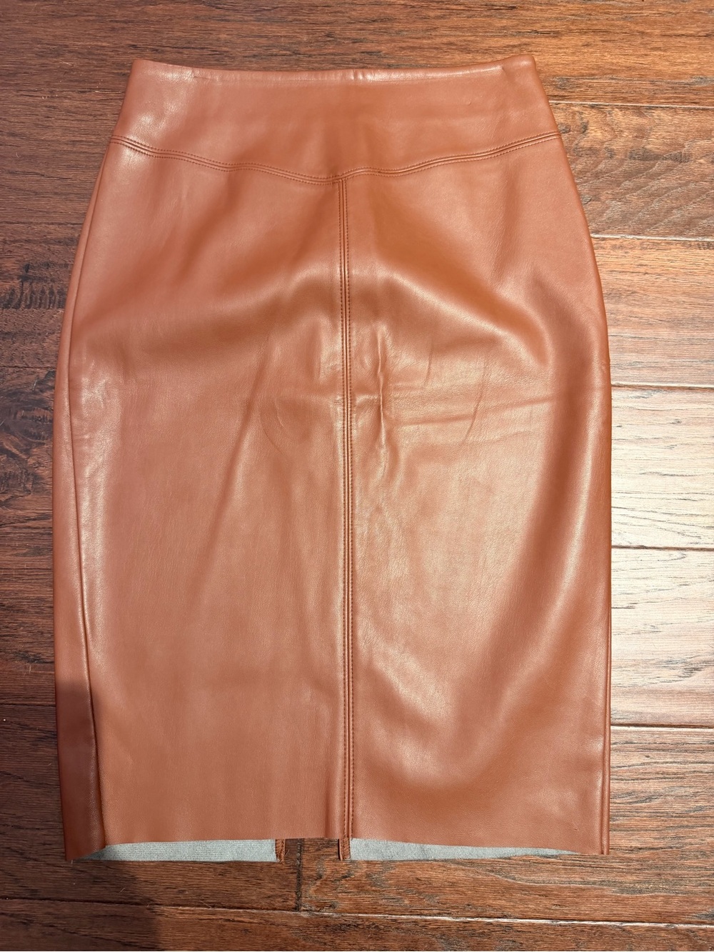 Faux Leather Pencil Skirt in Warm brown